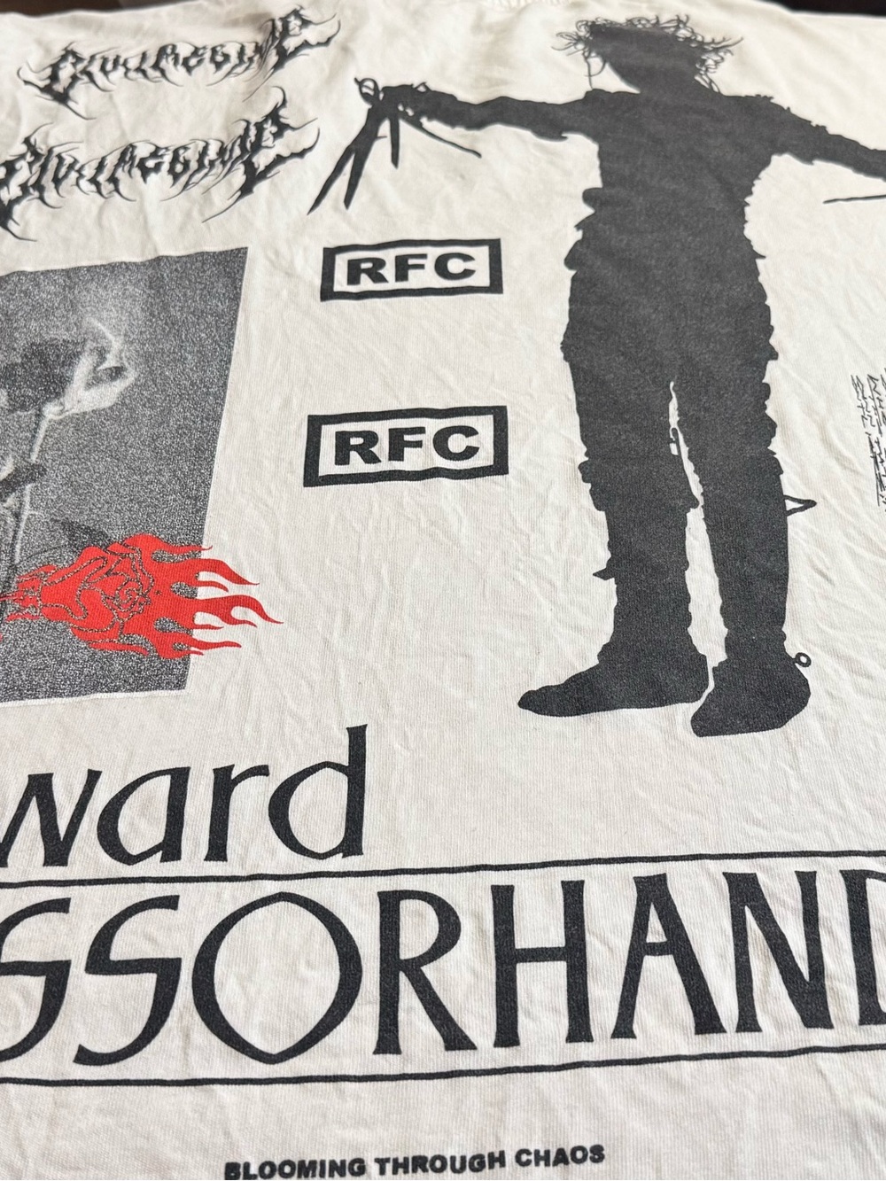 Graphic White Band Tee with Black Silhouette and Red Accent Civil Regime